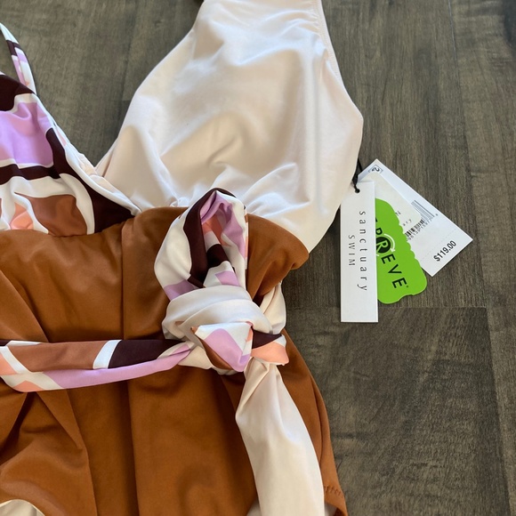 Anthropologie Sanctuary Tie Front Plung One Piece Swimsuit - Picture 4 of 9